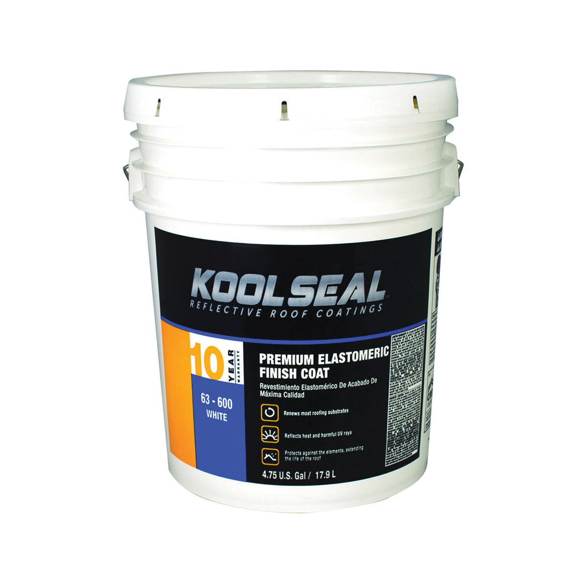 KOOL SEAL KS0063600-20 Elastomeric Roof Coating, White, 5 gal Pail, Liquid