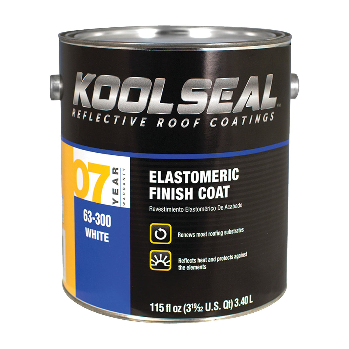 KOOL SEAL KS0063300-16 Elastomeric Roof Coating, White, 0.9 gal Pail, Liquid