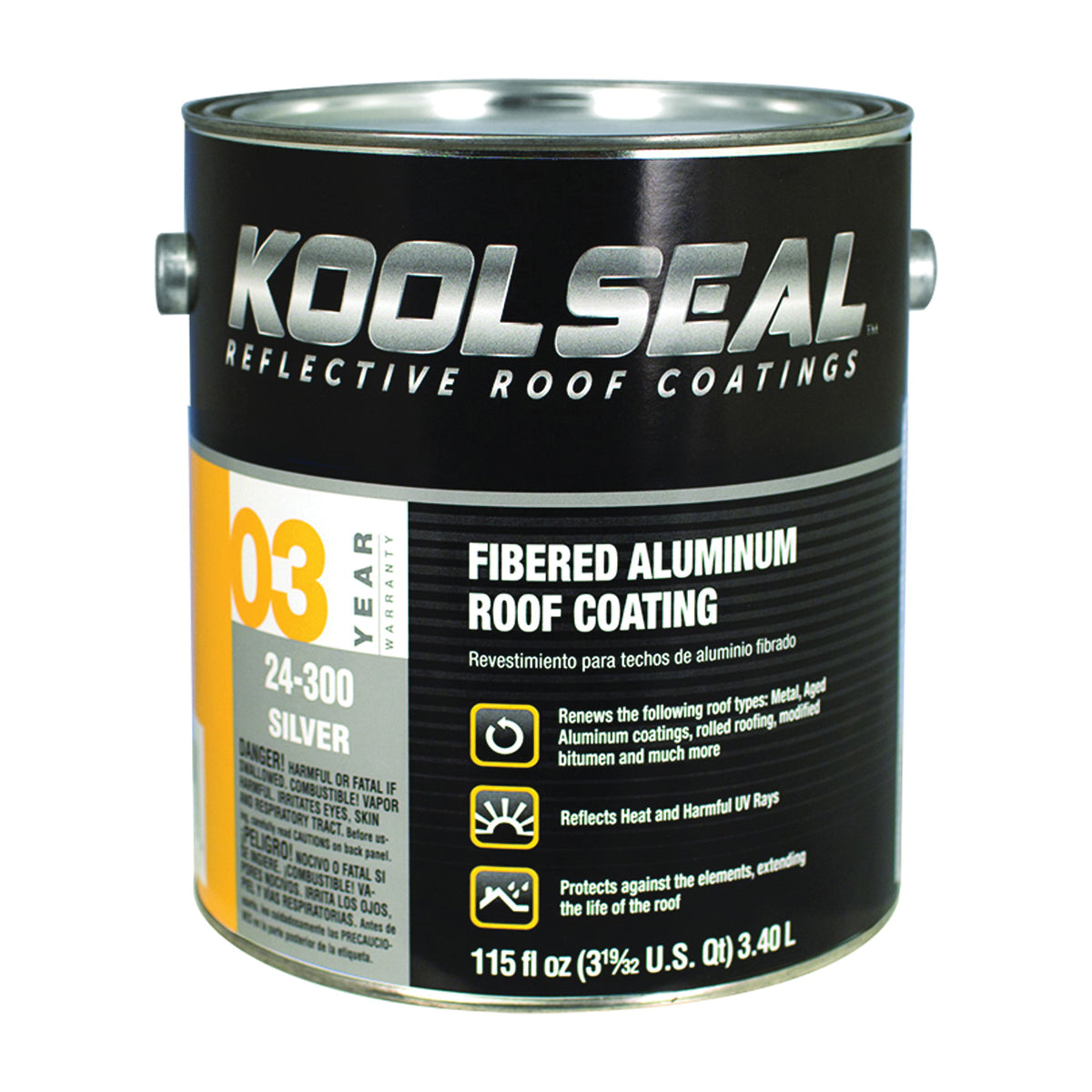 KOOL SEAL KS0024300-16 Aluminum Roof Coating, Silver, 1 gal Pail, Liquid