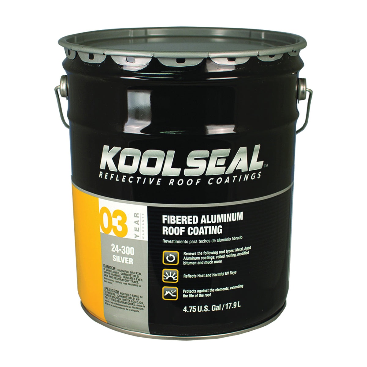 KOOL SEAL KS0024300-20 Aluminum Roof Coating, Silver, 5 gal Pail, Liquid