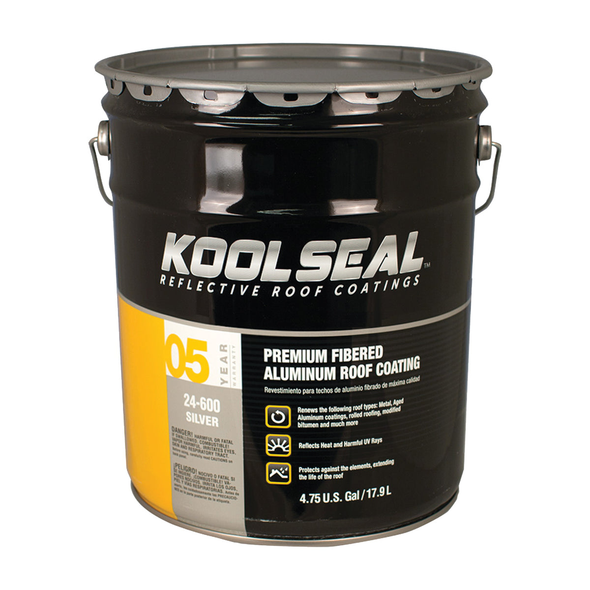 KOOL SEAL KS0024600-20 Aluminum Roof Coating, Silver, 5 gal Pail, Liquid