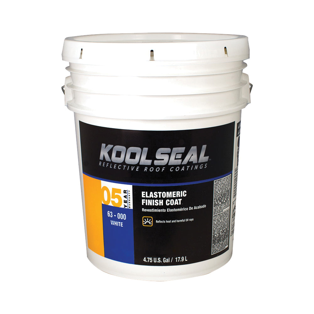 KOOL SEAL KS0063000-20 Elastomeric Roof Coating, White, 4.75 gal Pail, Liquid