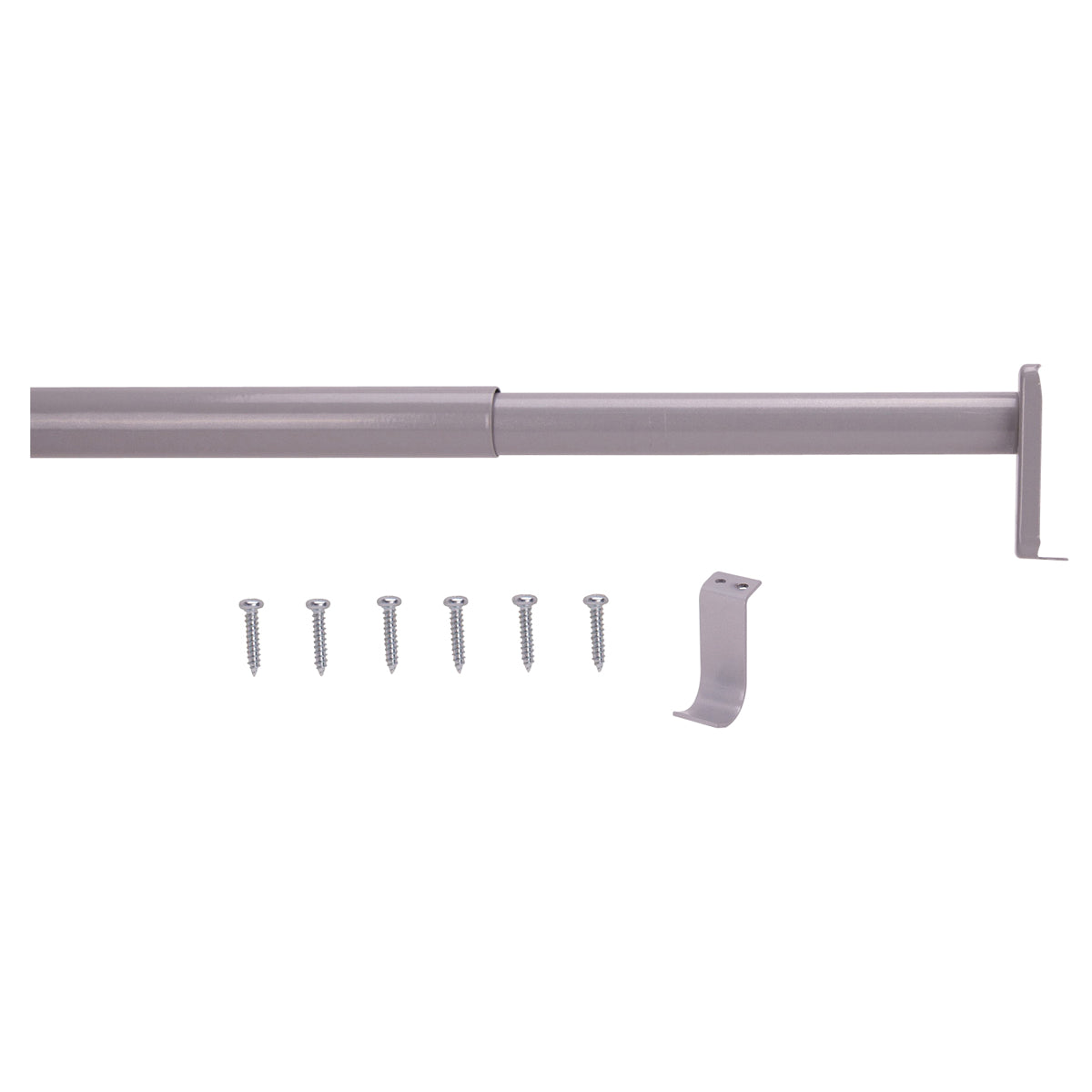 Prosource 21014ZCX-PS Adjustable Closet Rod, 48 to 72 in L, Steel, Silver