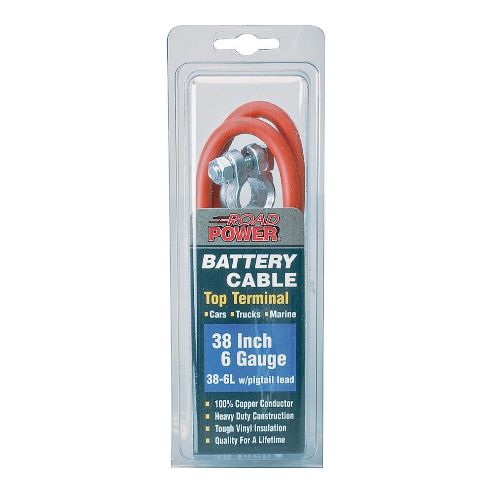CCI Maximum Energy 38-6L Battery Cable with Lead Wire, 6 AWG Wire, Black Sheath