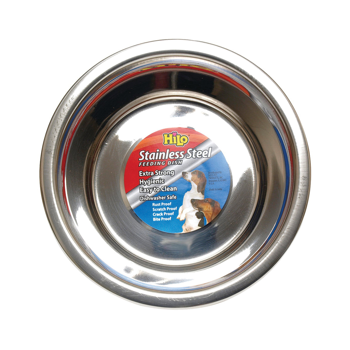 HiLo ZW150 64/56620 Pet Feeding Dish, M, 2 qt Volume, Stainless Steel