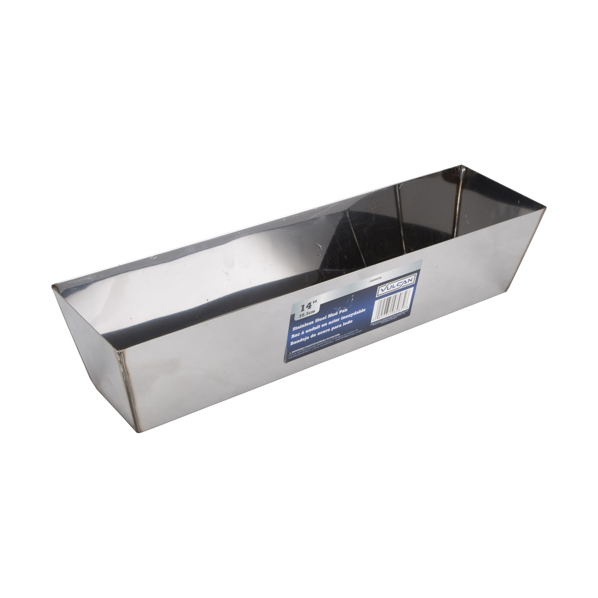 Vulcan C052253L Drywall Mud Pan, 120 cu-in Capacity, 14-1/4 in L Bottom, 2-3/4 in W Bottom, Stainless Steel