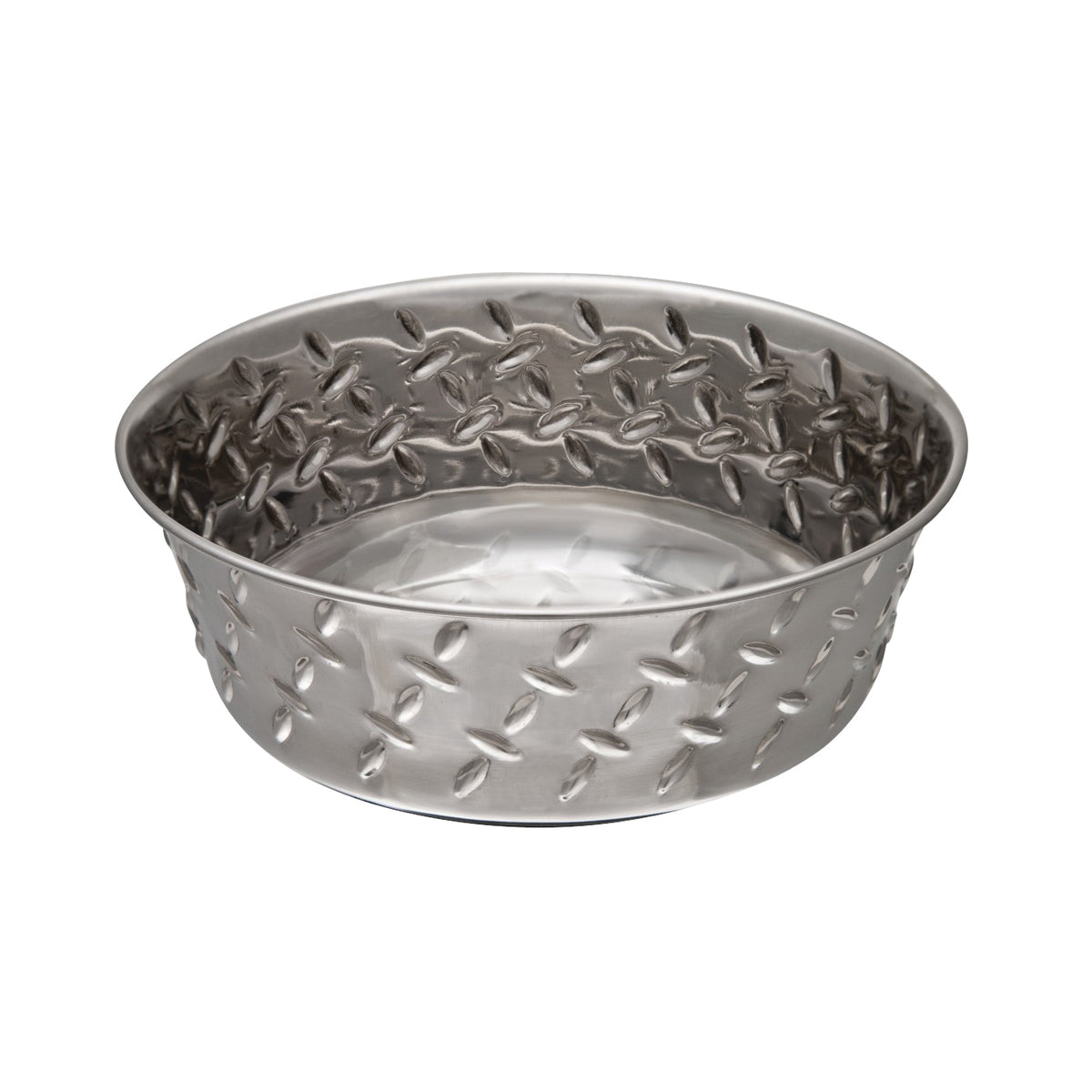 Loving Pets 7255 Pet Feeding Dish, M, 1 qt Volume, Rubber Base/Stainless Steel Body, Silver