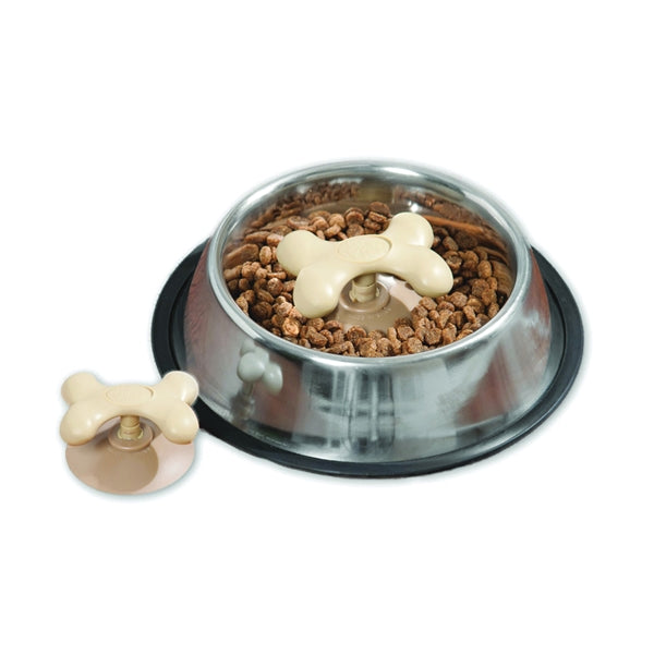 Loving Pets Gobblestopper 7309 Slow Feeder Bowl Insert, 8 in Dia, S, Beige