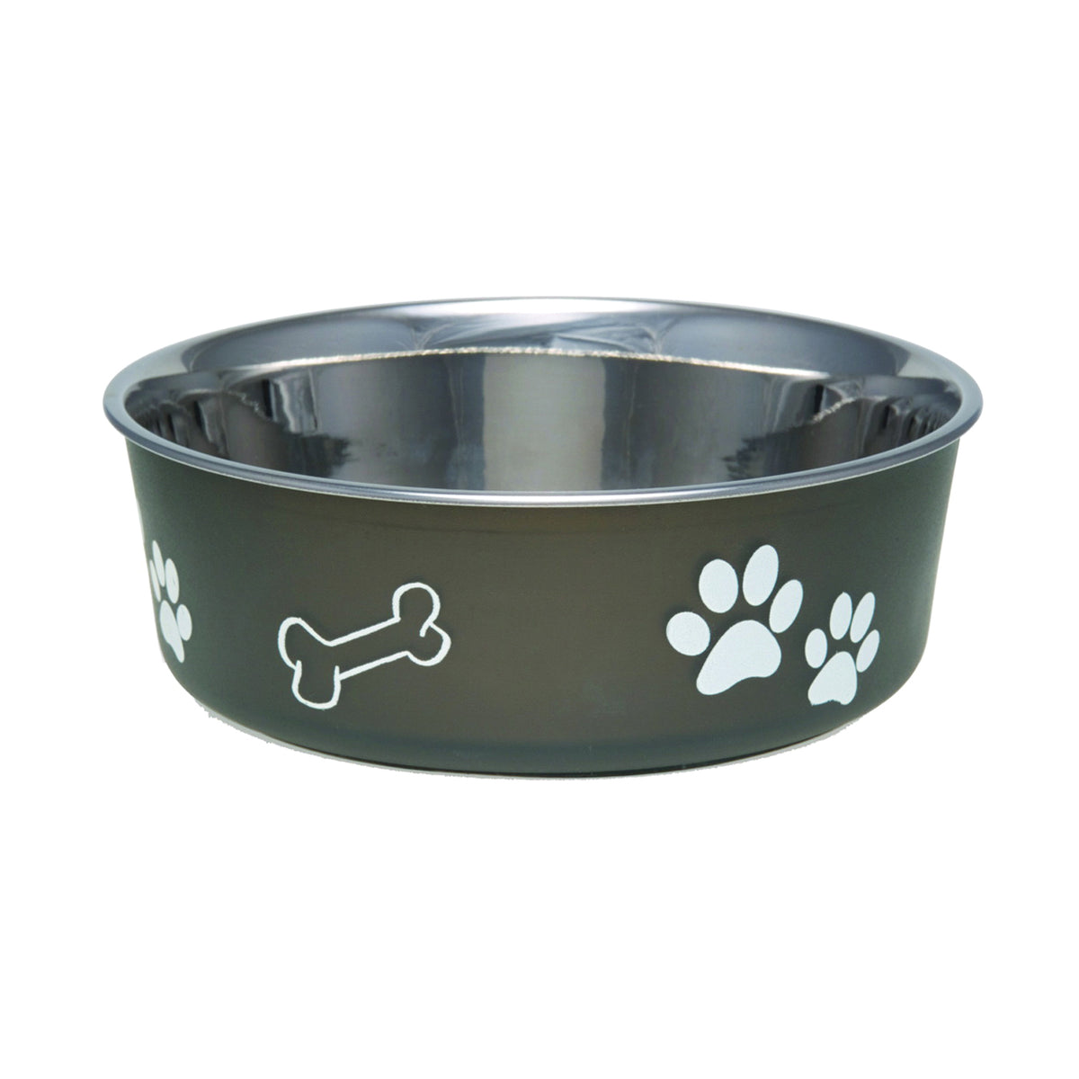 Loving Pets 7406LE Pet Feeding Bowl, L, 52 oz Volume, Polyresin/Stainless Steel, Espresso