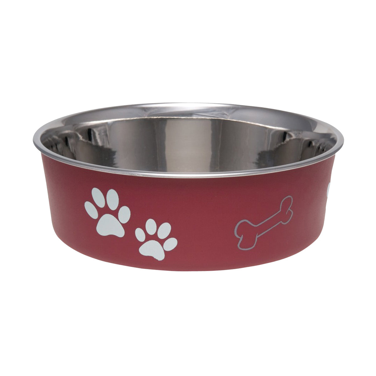 Loving Pets 7414LM Pet Feeding Bowl, L, 52 oz Volume, Polyresin/Stainless Steel, Merlot