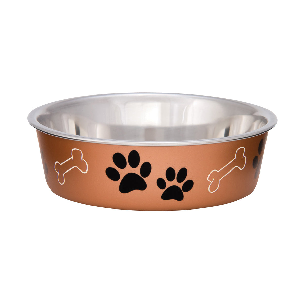 Loving Pets 7450SC Pet Feeding Bowl, S, 15 oz Volume, Polyresin/Stainless Steel, Copper