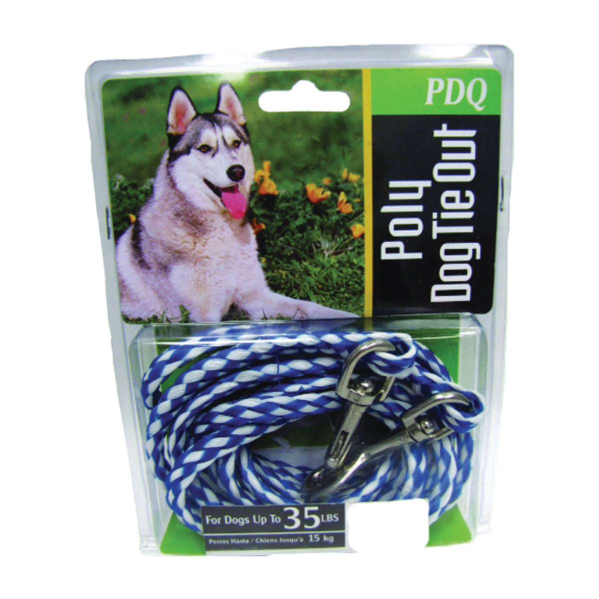 Boss Pet PDQ Q241500099 Pet Tie-Out Belt, Braided, 15 ft L Belt/Cable, Poly, For: Medium Dogs Up to 35 lb