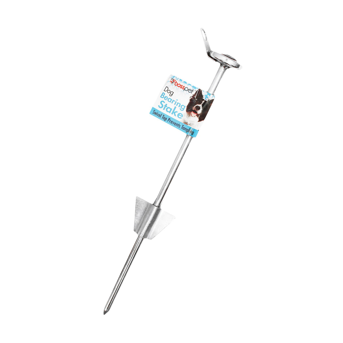 Boss Pet PDQ Q250700099 Bearing Tie-Out Stake, Rust-Resistant, 16 in L Belt/Cable