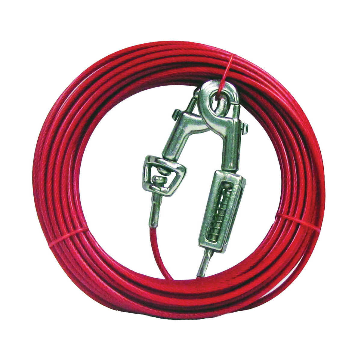 Boss Pet PDQ Q3520SPG99 Tie-Out with Spring, 20 ft L Belt/Cable, For: Large Dogs up to 60 lb