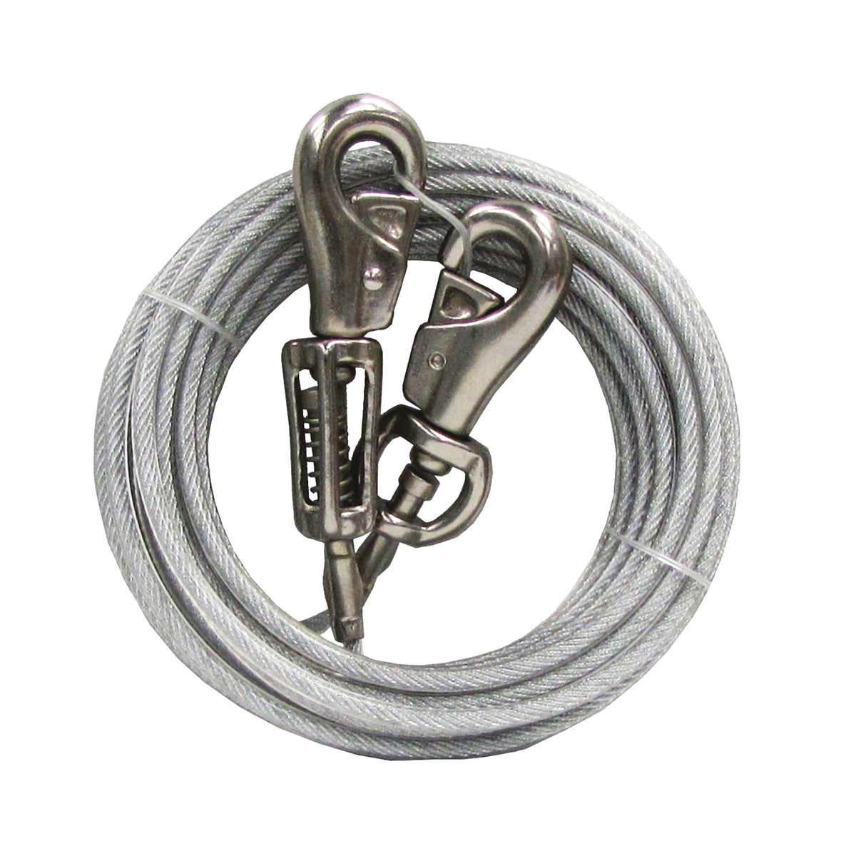 Boss Pet PDQ Q5720SPG99 Tie-Out with Spring, 20 ft L Belt/Cable, For: Extra Large Dogs Up to 125 lb