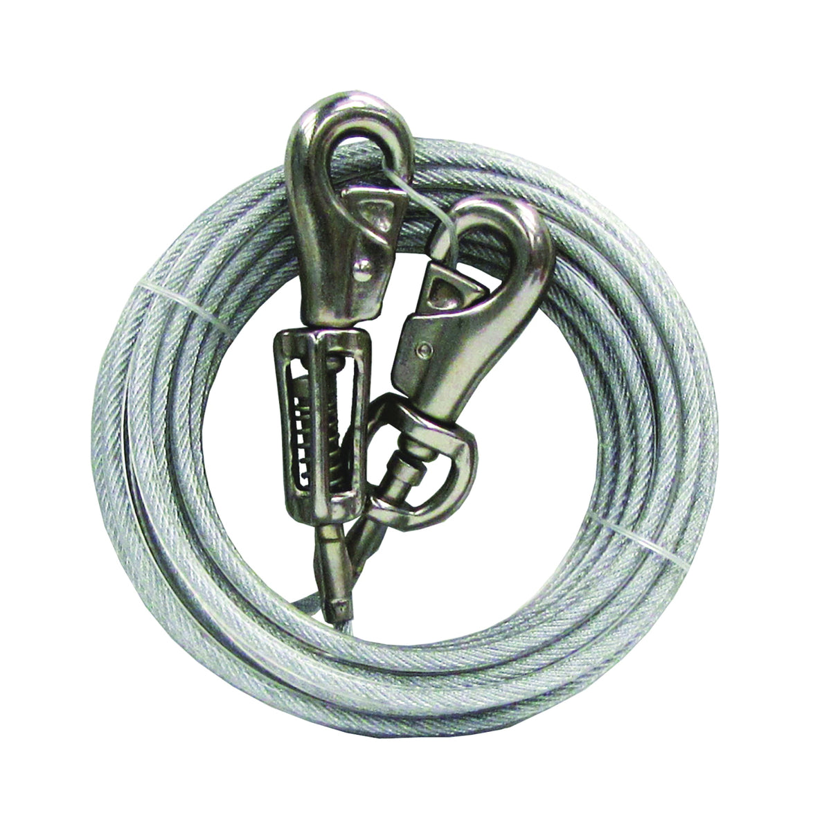 Boss Pet PDQ Q5730SPG99 Tie-Out with Spring, 30 ft L Belt/Cable, For: Extra Large Dogs Up to 125 lb