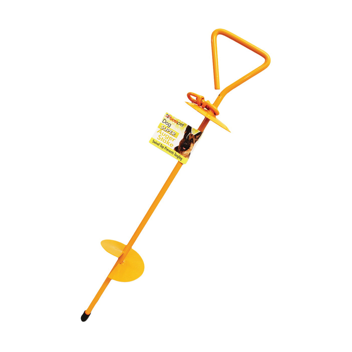 Boss Pet PDQ 01313 Super Stake, Auger, 24 in L Belt/Cable, Steel, Bright Yellow