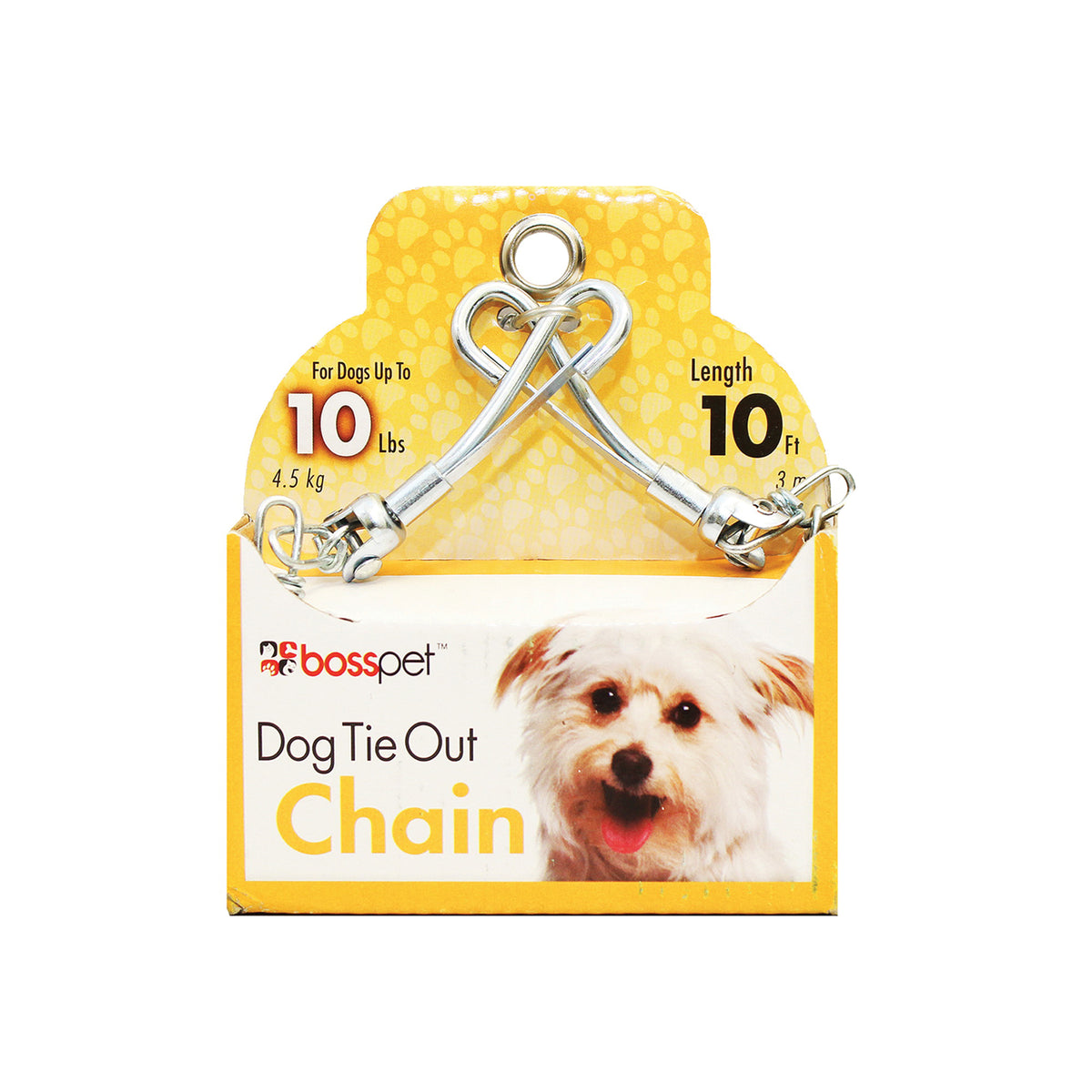 Boss Pet PDQ 53010 Pet Tie-Out Chain with Swivel Snap, Twist Link, 10 ft L Belt/Cable, Steel