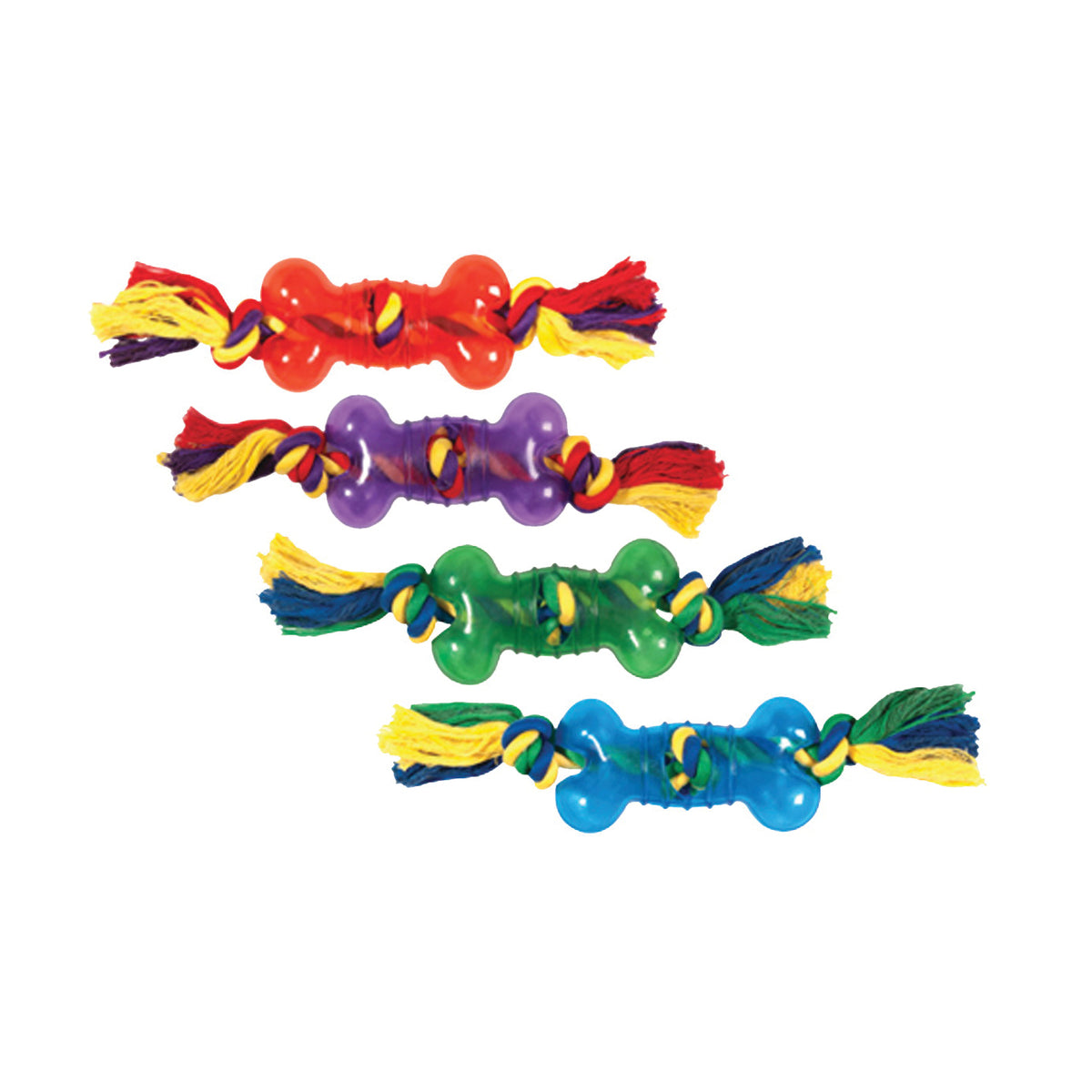 Chomper WB11731M Dog Toy, Bone and Rope Tug, Cotton/Thermoplastic Rubber, Assorted