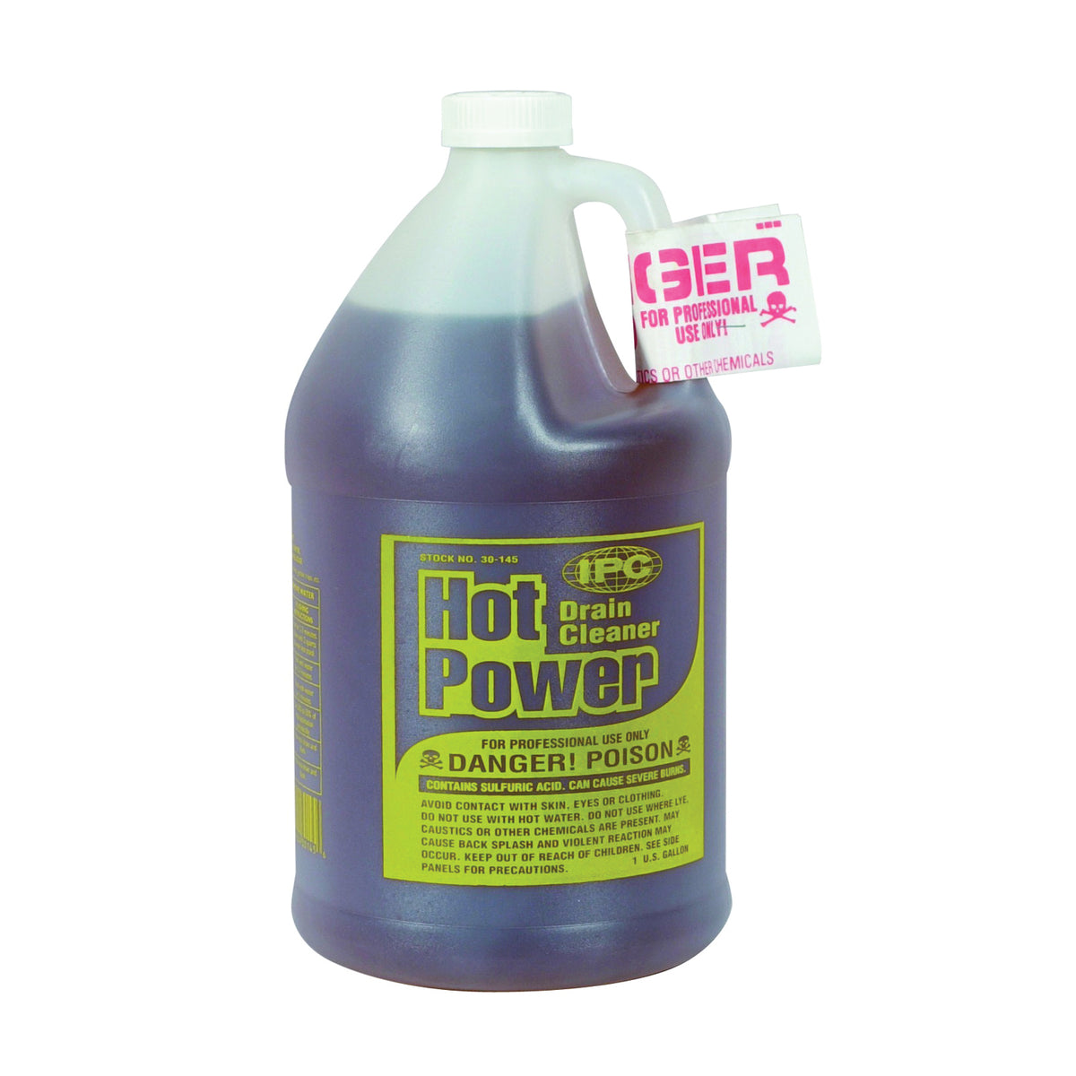 ComStar Hot Power 30-145 Drain Cleaner, Liquid, Amber, Sharp, 1 gal Bottle