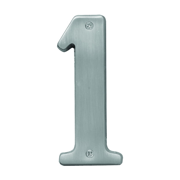 HY-KO Prestige Series BR-51SN/1 House Number, Character: 1, 5 in H Character, Nickel Character, Solid Brass