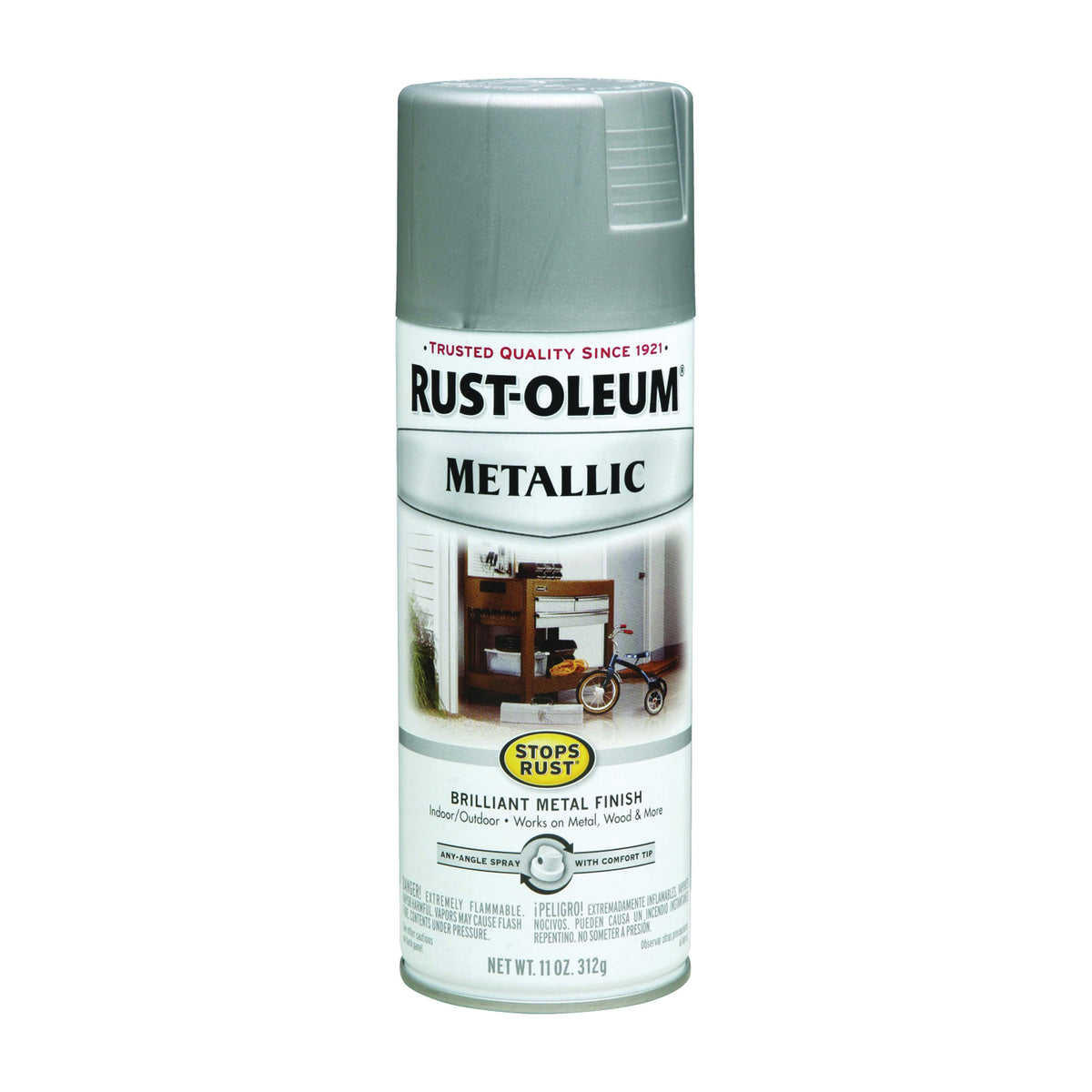 RUST-OLEUM STOPS RUST 7277830 Metallic Spray Paint, Metallic, Matte Nickel, 11 oz, Aerosol Can