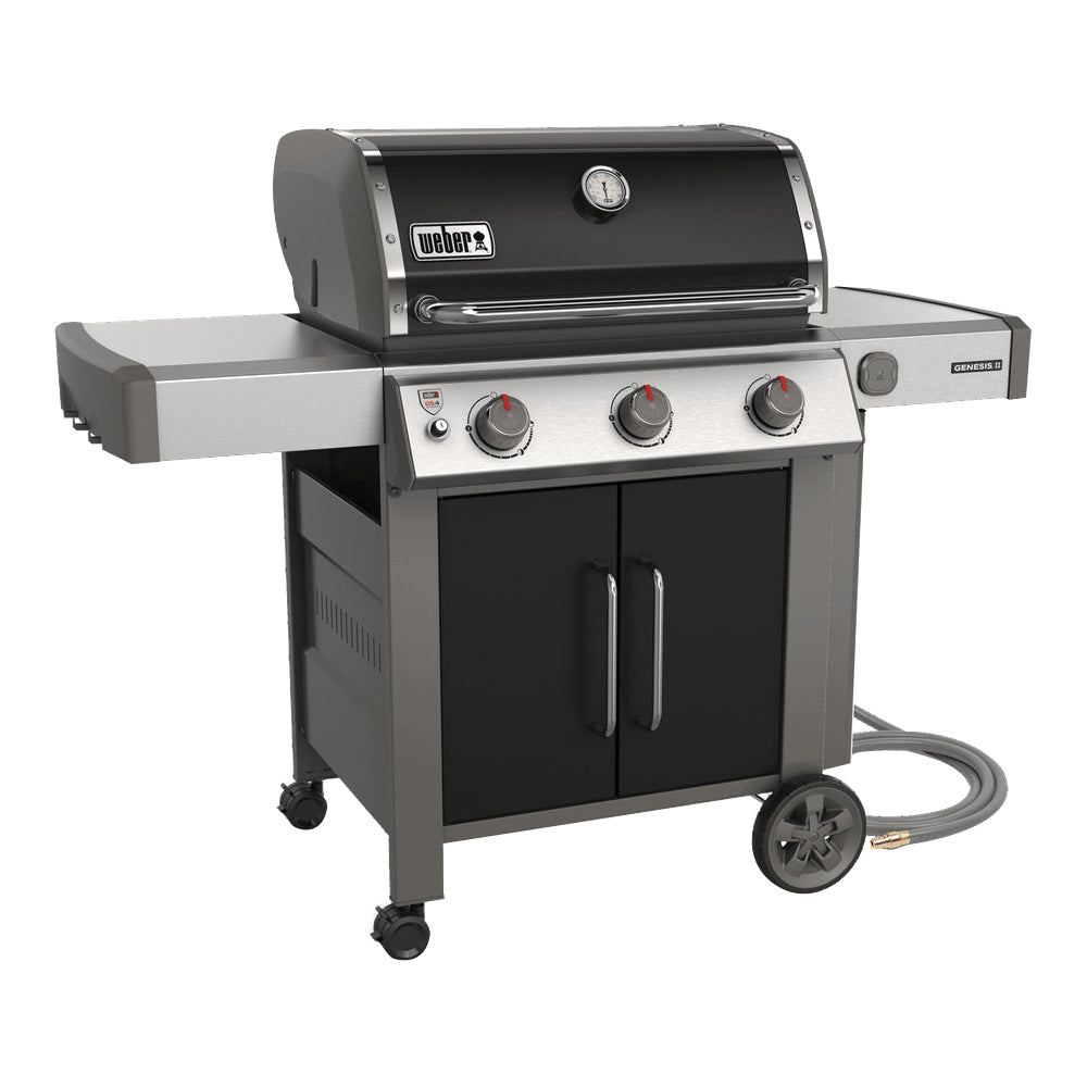 Weber Genesis II, Series 66015001, E-315 Gas Grill, Natural Gas, 3 -Burner, with Side Shelf, Black