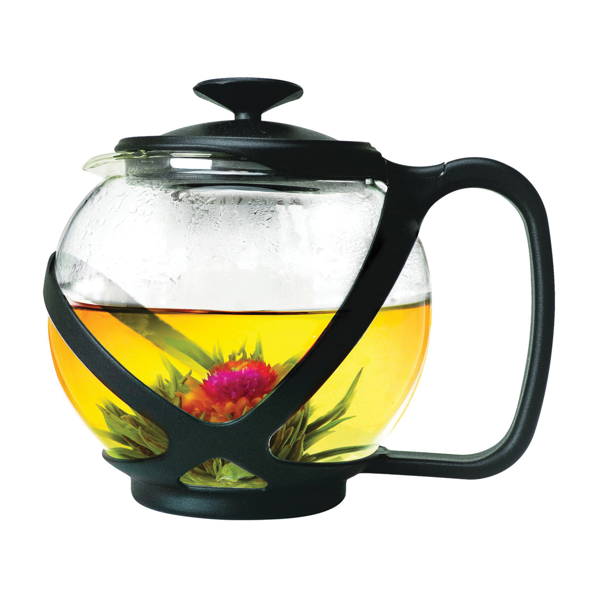 Primula Tempo Series PTA-2340 Teapot, 40 oz Capacity, Borosilicate Glass, Black/Red