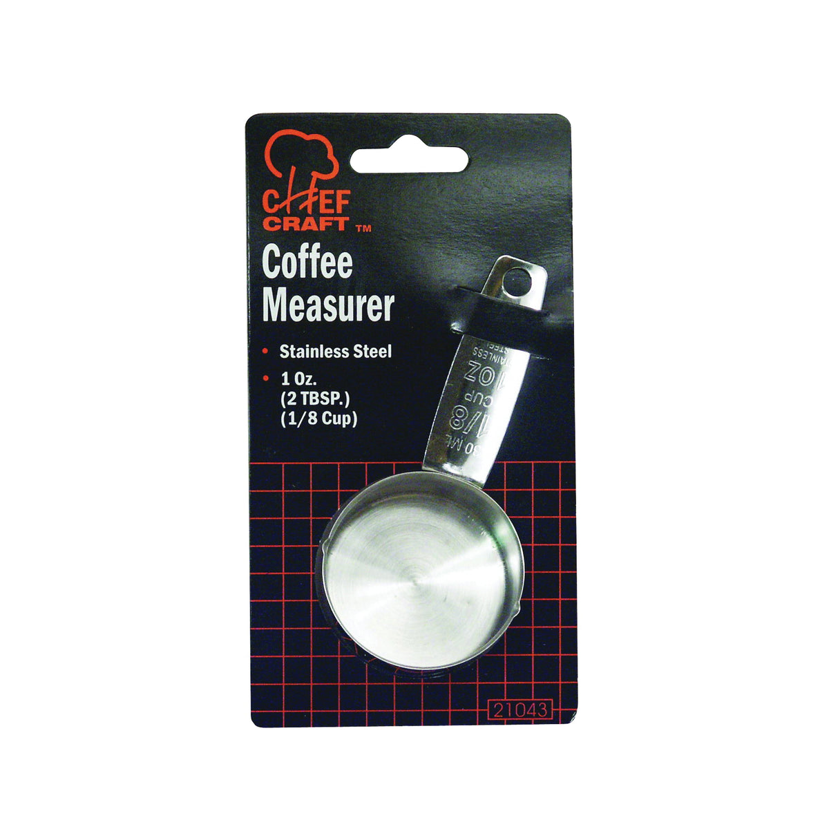CHEF CRAFT 21043 Coffee Measure, 1 oz Capacity, Metric Graduation, Stainless Steel, Silver