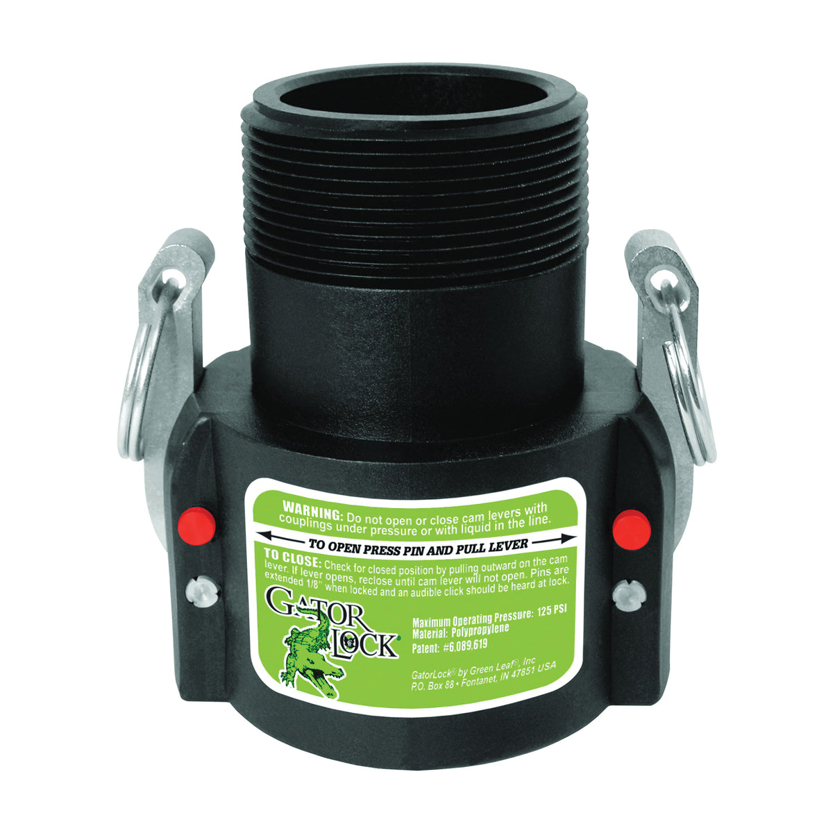 GREEN LEAF GLP 200 B Cam Lever Coupling, 2 in, Female x MNPT, Glass Filled Polypropylene