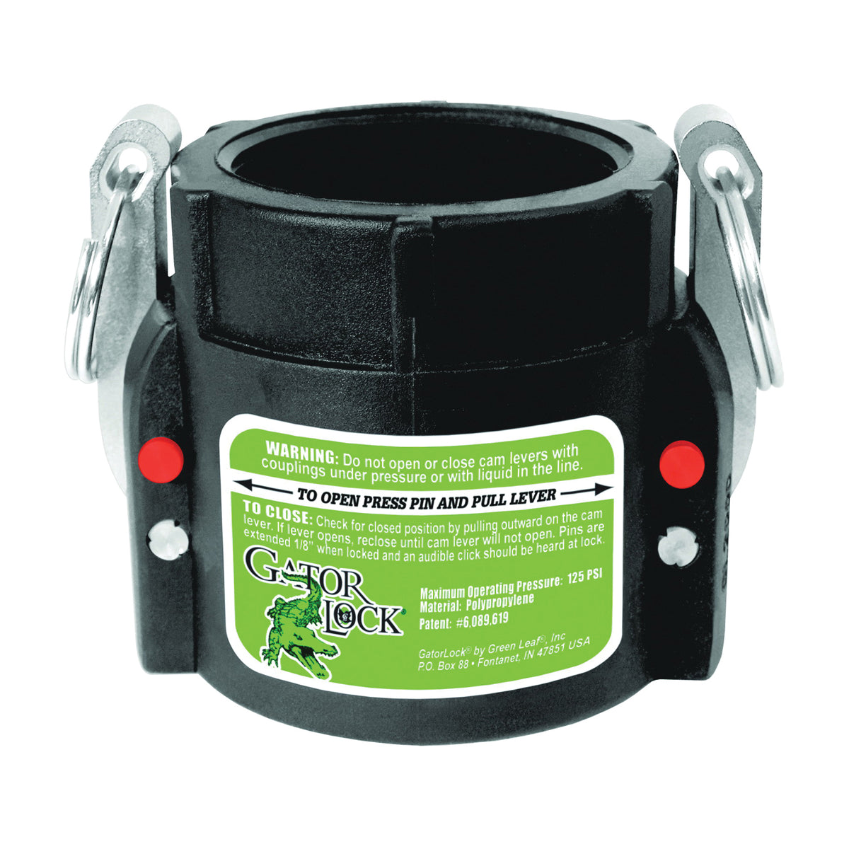 GREEN LEAF GLP 200 D Cam Lever Coupling, 2 in, Female x FNPT, Glass Filled Polypropylene