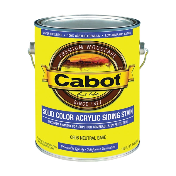 Cabot 800 Series 140.0000806.007 Solid Color Siding Stain, Natural Flat, Liquid, 1 gal, Can