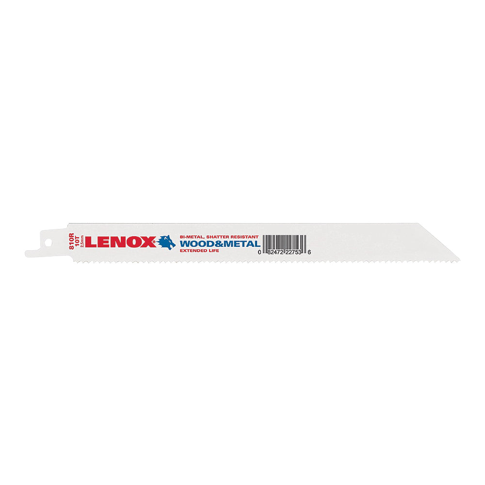 Lenox 22753OSB810R Reciprocating Saw Blade, 3/4 in W, 8 in L, 10 TPI, Cobalt/Steel Cutting Edge