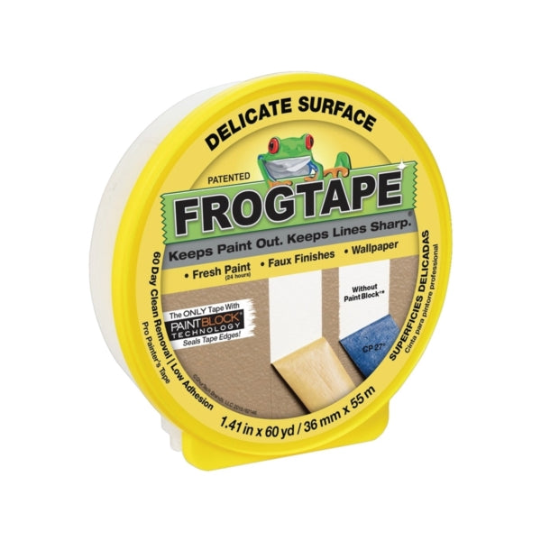 FrogTape 280221 Painting Tape, 60 yd L, 1.41 in W, Yellow