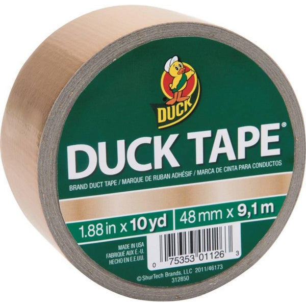 Duck 280748 Duct Tape, 10 yd L, 1.88 in W, Vinyl Backing, Gold