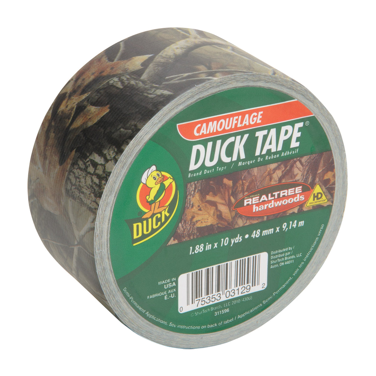 Duck 1409574 Duct Tape, 10 yd L, 1.88 in W, Realtree Hardwood