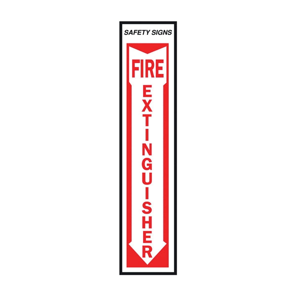 HY-KO FE-1 Safety Sign, Fire Extinguisher, Red Legend, Vinyl, 4 in W x 18 in H Dimensions