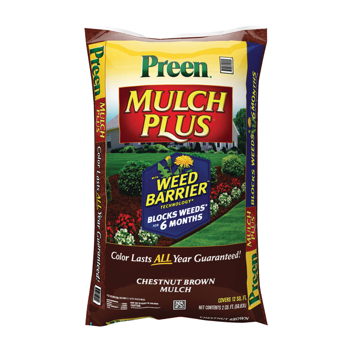 Preen 52050661 Mulch Plus Weed Barrier, Granular, Chestnut Brown