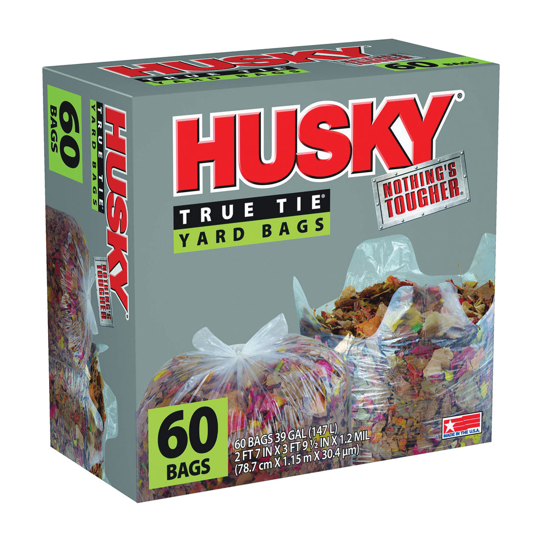 Husky HK39WC060C Yard Trash Bag, 39 gal Capacity, Clear