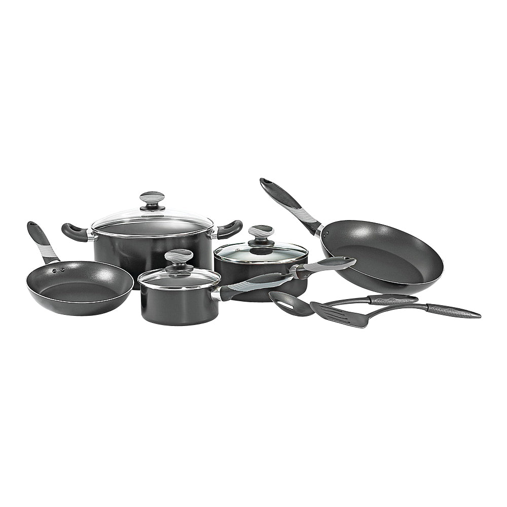 T-fal A797SA84 Cookware Set, Aluminum, Black, 10-Piece