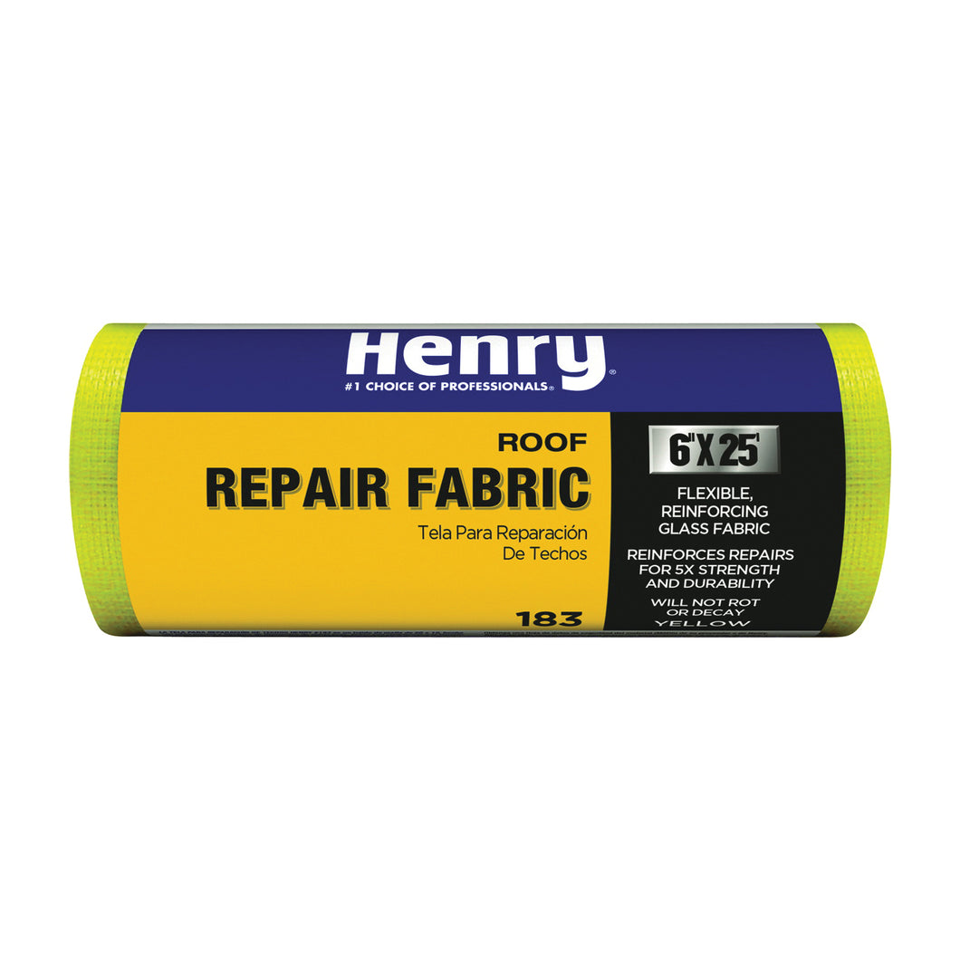 Henry 183 Series HE183196 Roof Repair Fabric, 25 ft L, 6 in W, Fiberglass, Yellow
