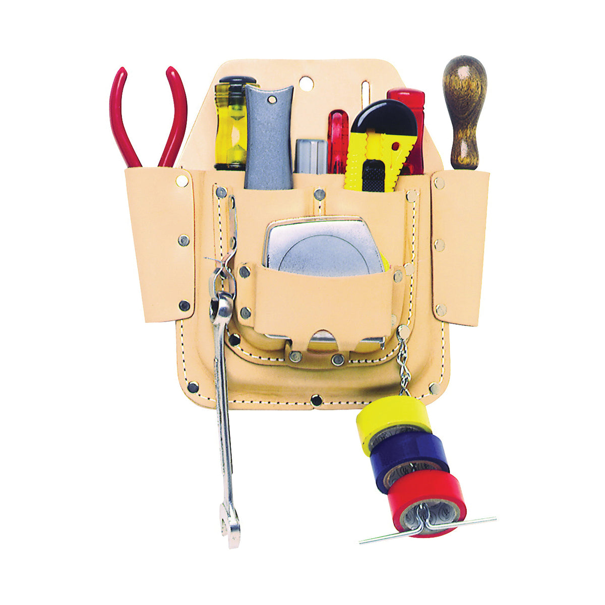 CLC Tool Works Series W438 Tool Pouch, 6-Pocket, Leather, Tan, 12 in W, 20 in H