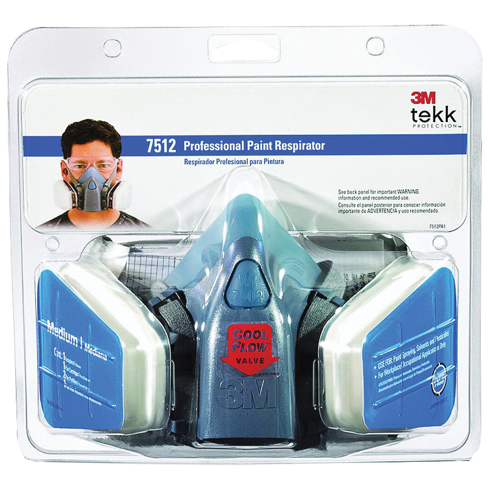 3M TEKK Protection 7512PA1-A/R-7512E Professional Paint Spray Respirator, M Mask, P95 Filter Class, Dual Cartridge