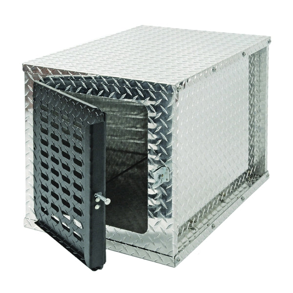 DEE ZEE DZ91782 Dog Box, 28 in W, 18-3/4 in D, 20 in H, Aluminum, Bright