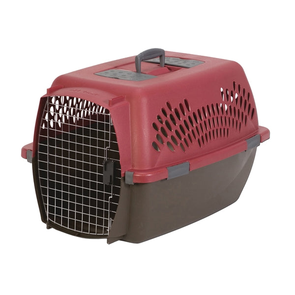 Aspenpet Pet Porter 21090 Fashion Pet Carrier, 26.2 in W, 18.6 in D, 16-1/2 in H, L, Plastic, Black/Deep Red