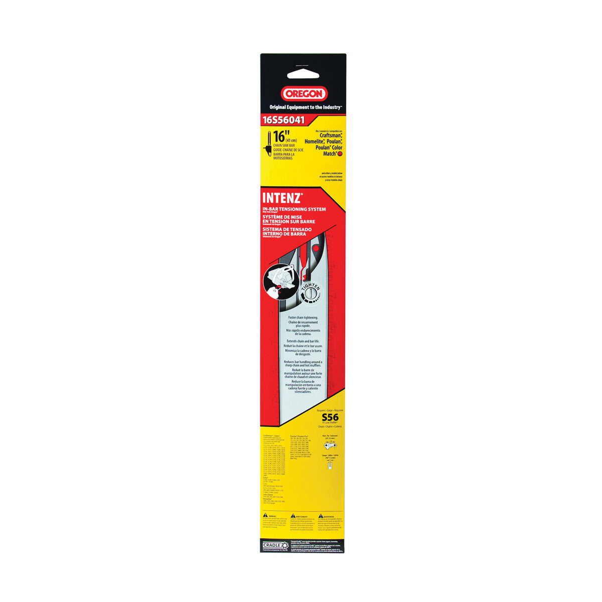 Oregon Intenz 16S56041 Chainsaw Bar, 16 in L Bar, For: Many Small to Medium Sized Chainsaws