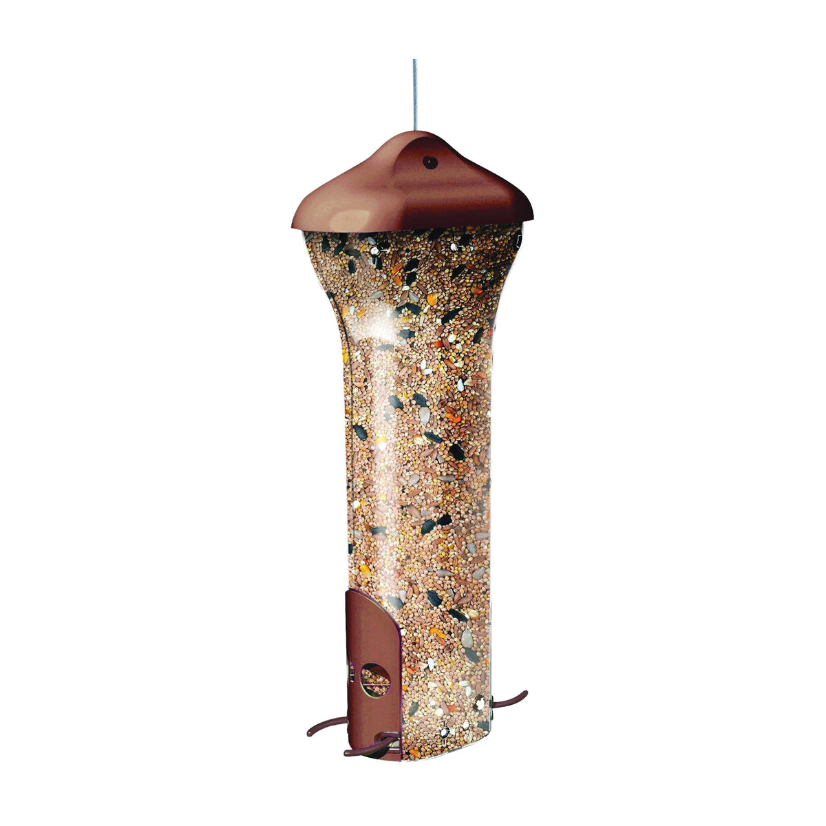Perky-Pet 5110PP Wild Bird Feeder, 20-13/16 in H, 3.5 lb, Metal/Plastic, Brown/Clear, Hanging Mounting