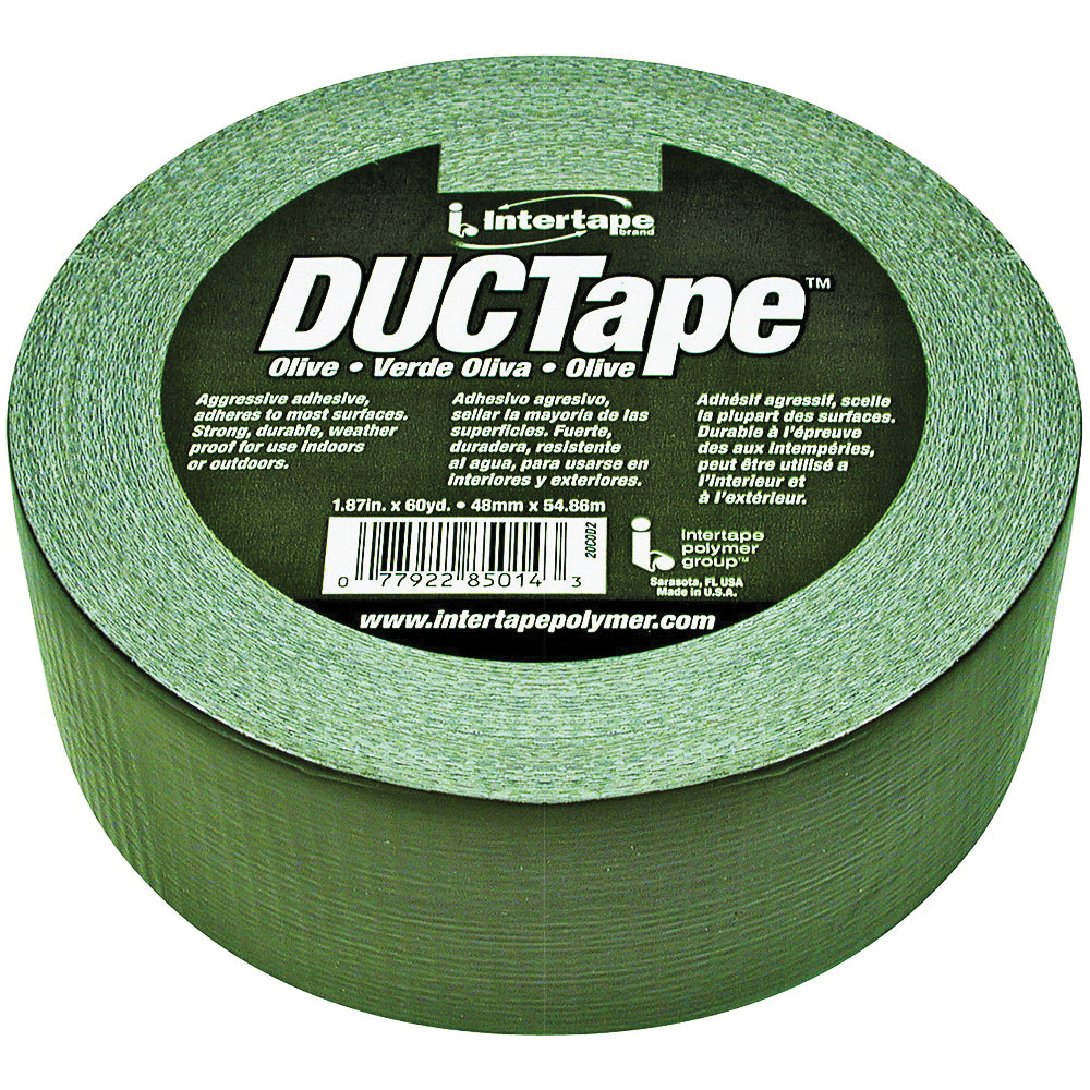 IPG 20C-OD2 Duct Tape, 60 yd L, 1.88 in W, Polyethylene-Coated Cloth Backing, Olive Drab