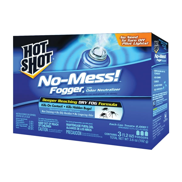 HOT SHOT No-Mess! HG-20177 Fogger with Odor Neutralizer, 2000 cu-ft Coverage Area, Light Yellow