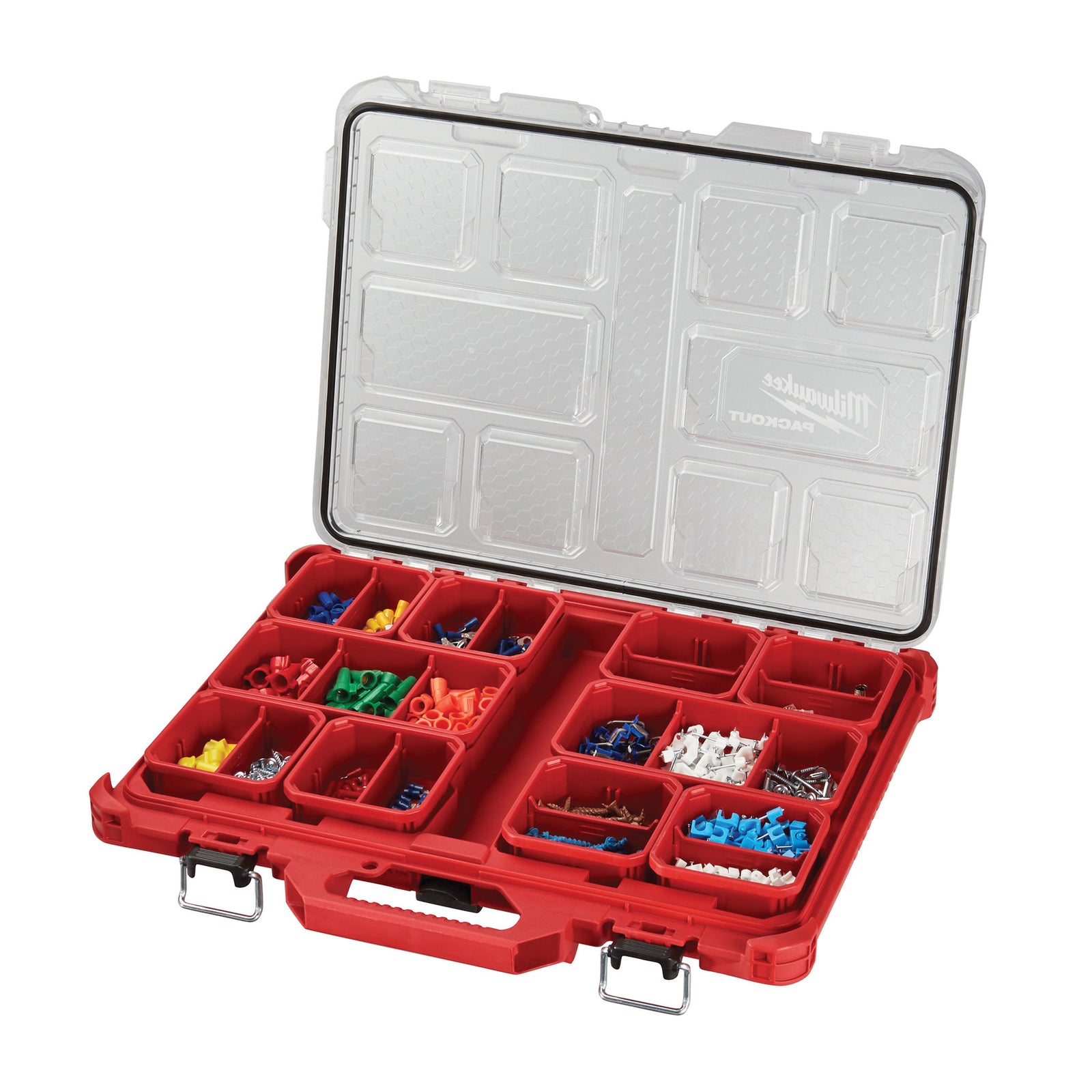 Milwaukee 48-22-8431 Organizer, 19.76 in L, 16.38 in W, 2.52 in H, 10-Compartment, Plastic, Red